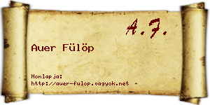 Auer Fülöp névjegykártya